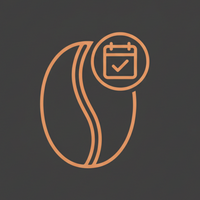 Icon representing Peak Freshness: a coffee bean with a roast-date stamp.